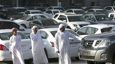 The Motorworld car dealerships on the outskirts of Al Shamkha, near the Abu Dhabi Airport. Silvia Razgova / The National