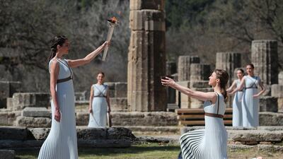 The Olympic flame lighting ceremony for the Tokyo 2020 Summer Olympics. Reuters
