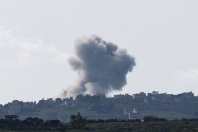 Smoke rises following an Israeli air strike in the village of Bint Jbeil in southern Lebanon. EPA