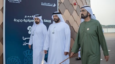 Sheikh Mohammed bin Rashid, Prime Minister and Ruler of Dubai, leads an inspection of Al Mamzar beach in Dubai. Photo: @HHShkMohd / X