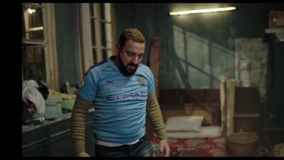 Egyptian actor Mohamed Diab wears the Manchester City jersey in the Ramadan drama El Prince. YouTube