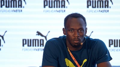 Jamaican sprinter Usain Bolt attends a press conference on Thursday before the Athletics World Championships in Beijing, which start Saturday. Wang Zhao / AFP / August 20, 2015