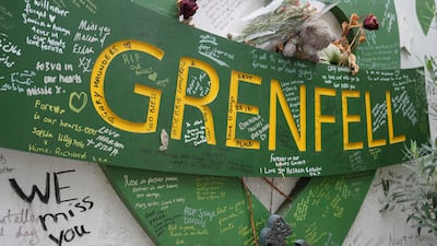 A view of the memorial wall near Grenfell Tower. The fire killed 72 people. AP