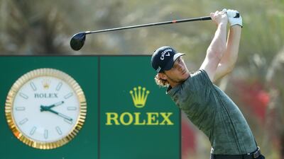 Thomas Pieters tees off at the ninth during his round of 69 that left him -10.