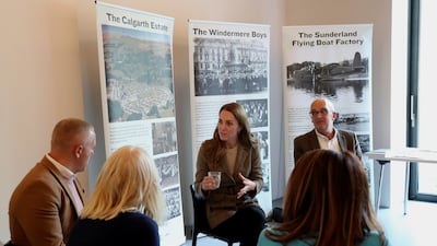 Kate with family members of the Windermere Children. Reuters
