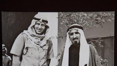 Sheikh Saqr with Lt Col David Neild outside the sheikh's office in RAK in 1969. Speaking about Sheikh Saqr, Mr Neild said: "I had enormous respect for him from the start." Courtesy of David Neild