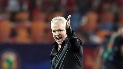 Egypt head coach Javier Aguirre shouts instructions from the sidelines. EPA