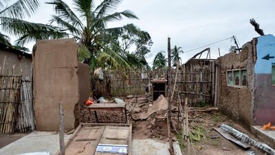 Detail of damage of a destroyed house in the village of Nacate, south Macomia, Cabo Delgado province, Mozambique, after the cyclone Kenneth hit the area. Heavy rains from a powerful cyclone lashed northern Mozambique, sparking fears of flooding as aid workers arrived to assess the damage, just weeks after the country suffered one of the worst storms in its history. AFP