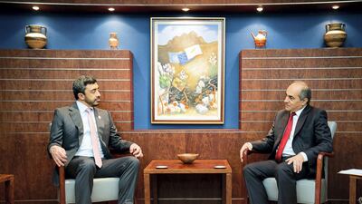 Abdullah bin Zayed meets Cyprus Parliament Speaker. WAM