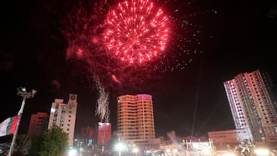 Fireworks mark Pakistan Independence Day in Karachi. AP