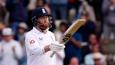 England's Jonny Bairstow celebrates reaching his half century. Reuters