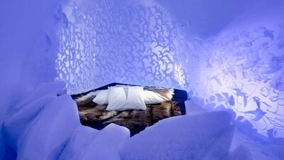 The bird-inspired flock suite by Lisa Lindqvist and Ulrika Tallving. Courtesy Asaf Kliger / Icehotel