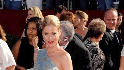 Christina Applegate wears Reem Acra to the 2008 Primetime Emmy Awards. EPA