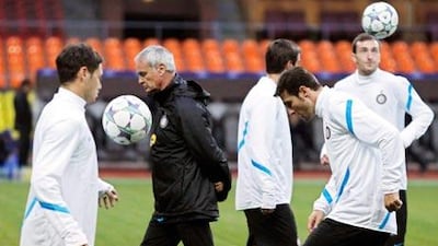 Claudio Ranieri, second left, took over Inter and has won his first two games in charge.