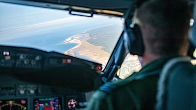 A pilot's view of the White Cliffs of Dover. The cliffs, near to where the migrant crisis is unfolding, are also a traditional British sign of returning home. MoD