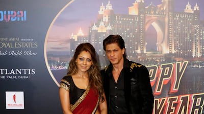Shah Rukh Khan and Gauri on the red carpet at the premiere of the Bollywood movie Happy New Year at Atlantis, The Palm. Antonie Robertson / The National