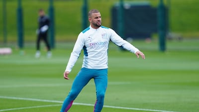 Kyle Walker during a training session at the City Football Academy in Manchester. PA