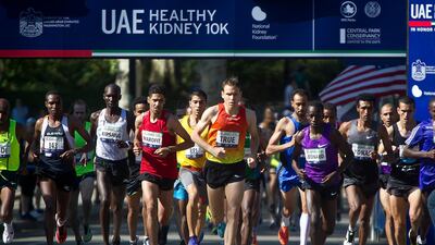 US runner Ben True starts the UAE Healthy Kidney 10K marathon in Central Park in New York in 2015. He went on to win the marathon. Carlo Allegri for The National