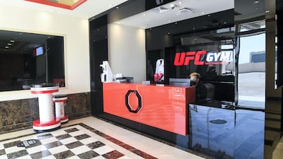 The reception area at the newly opened UFC Gym in Mohammed Bin Zayed City.