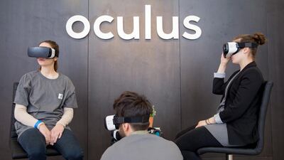 Oculus Rift glasses at the Facebook Innovation Hub in Berlin, Germany. Kay Nietfeld / EPA
