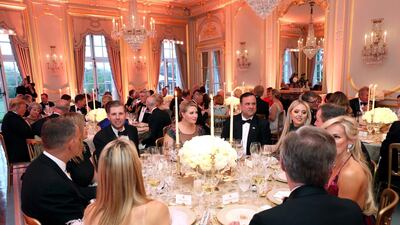 Guests attend a dinner at Winfield House, the residence of the US Ambassador, where US President Trump is staying whilst in London. AFP