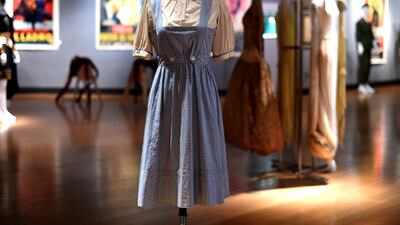 One of several of the dresses worn by Judy Garland as Dorothy in 'The Wizard of Oz'. It was thought to be the only surviving version until another was recently found in a university in Washington, DC. AFP