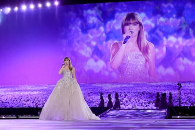Taylor Swift wore a golden tulle gown by Lebanese designer Elie Saab during her Eras world tour. Getty Images
