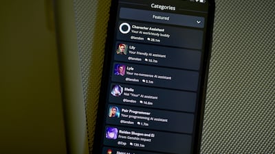 The Character.AI app on a smartphone. Bloomberg