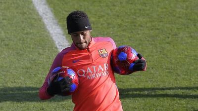 FC Barcelona’s Neymar controls the ball during a training session at the Miniestadi stadium in Barcelona, Spain, Tuesday, Jan. 3, 2017. Manu Fernandez / AP