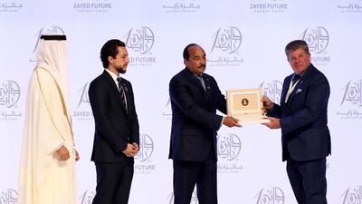 The Large Corporation Award was won by Google at the Zayed Future Energy Prize awards ceremony as part of Abu Dhabi Sustainability Week. Chris Whiteoak / The National