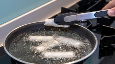 Cook the brik in oil for five to six minutes. Victor Besa / The National