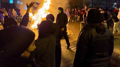 An anti-government protest in Tehran. AP