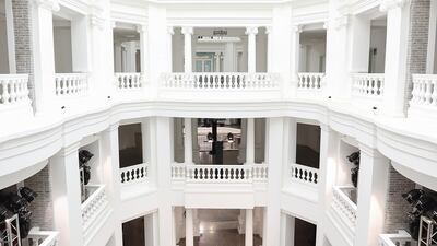Models presented to an all-but-empty room. Photo by Lintao Zhang/Getty Images