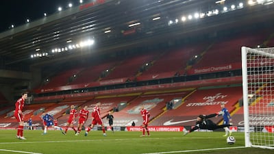 Chelsea's Mason Mount scores their first goal. Reuters