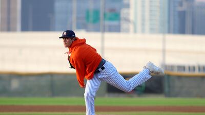 Sparacino pitching in Dubai. Chris Whiteoak / The National
