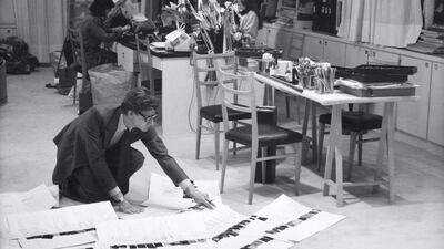 Yves Saint Laurent in his studio at Avenue Marceau, Paris, now the site of the museum Musée Yves Saint Laurent Paris. Courtesy Musée Yves Saint Laurent Paris