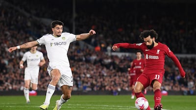Mohamed Salah of Liverpool scores the team's second goal. Getty Images