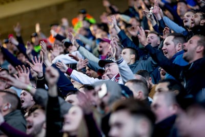 Aston Villa fans in full voice during the Championship match against bitter rivals Birmingham City.