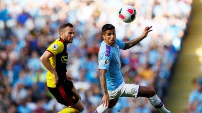 Joao Cancelo, right, in action for Manchester City during their 8-0 Premier League thrashing of Watford on Saturday. Reuters