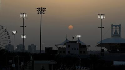 The Sun sets over the Bahrain International Circuit in Sakhir. AP