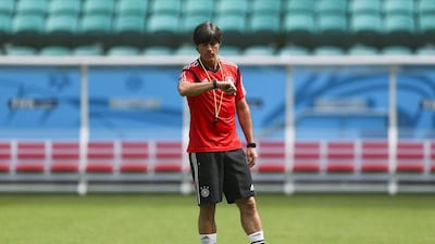 Joachim Loew conducts a Germany training session on Sunday in Salvador, Brazil, ahead of their 2014 World Cup Group G opener against Portugal on Monday. Jose Sena Goulao / EPA / June 15, 2014