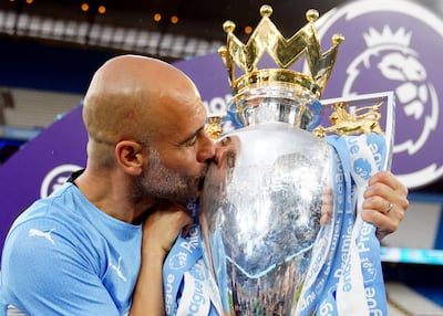 Manchester City manager Pep Guardiola after winning the 2021/22 Premier League title. PA