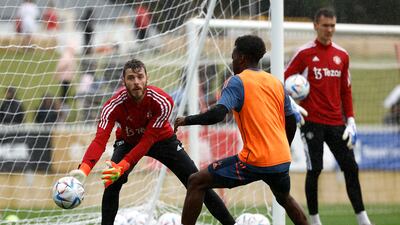 David de Gea of Manchester United in action during a training session at the WACA. Getty Images