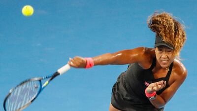 Naomi Osaka in action against Destanee Aiava on Day 2 of the Brisbane International. EPA