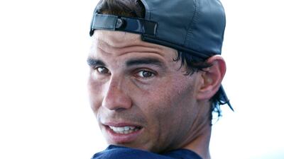 Rafael Nadal of Spain looks on in a practice session during day two of the Australian Open. Matt King / Getty Images