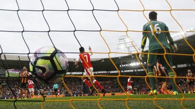 Arsenal’s Alexis Sanchez celebrates scoring their first goal. Lee Smith / Action Images / Reuters