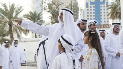 Sheikh Nahyan tours the Qasr Al Hosn Fort. Ryan Carter / Crown Prince Court - Abu Dhabi