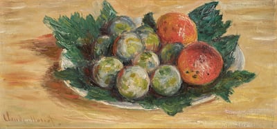 Claude Monet's Prunes et Abricots, 1882-1885. Estimate: $2 million to $2.6 million. Photo: Sotheby's