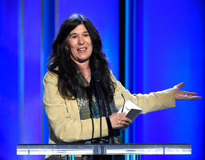 Debra Granik accepts the Bonnie award at the 34th Film Independent Spirit Awards. AP