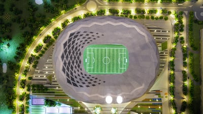 Miniature model of the Education City Stadium in Qatar. Reuters